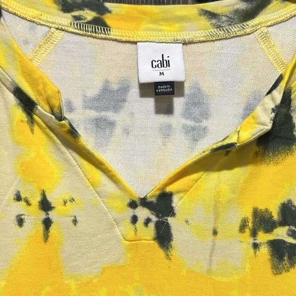Cabi Atomic Sweatshirt M Yellow Black Tie Dye Top Soft Stretch Boho Casual - Picture 4 of 7